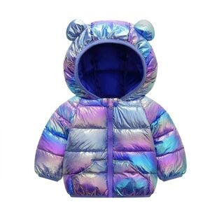 Cecorc Kids Iridescent Puffer Jacket with Ears